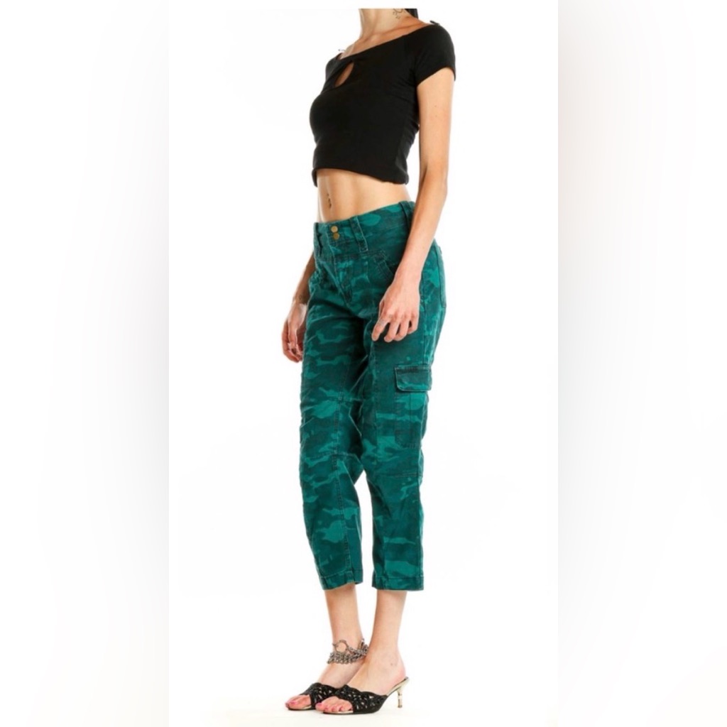 Anthropologie Austin Camouflage Cargo Pants Green Teal